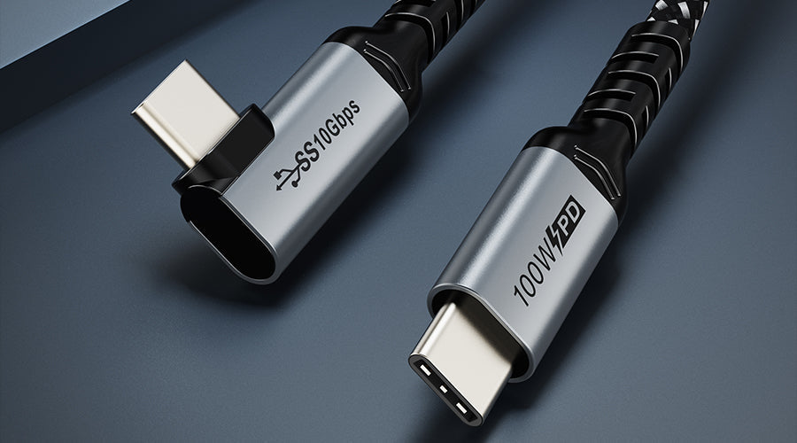 CABLETIME 90 Degree Right Angle USB C To USB C Cable 20Gbps 100W 4K