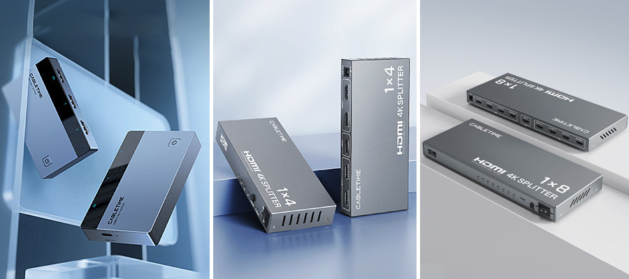 Three different types of HDMI Splitters