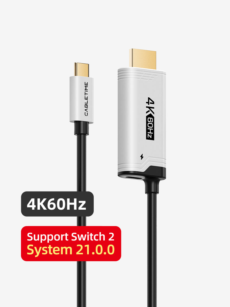 4K60Hz USB C C to HDMI Kabel Adaptor untuk Nintendo Switch 2 Mini Dock dengan PD100W
