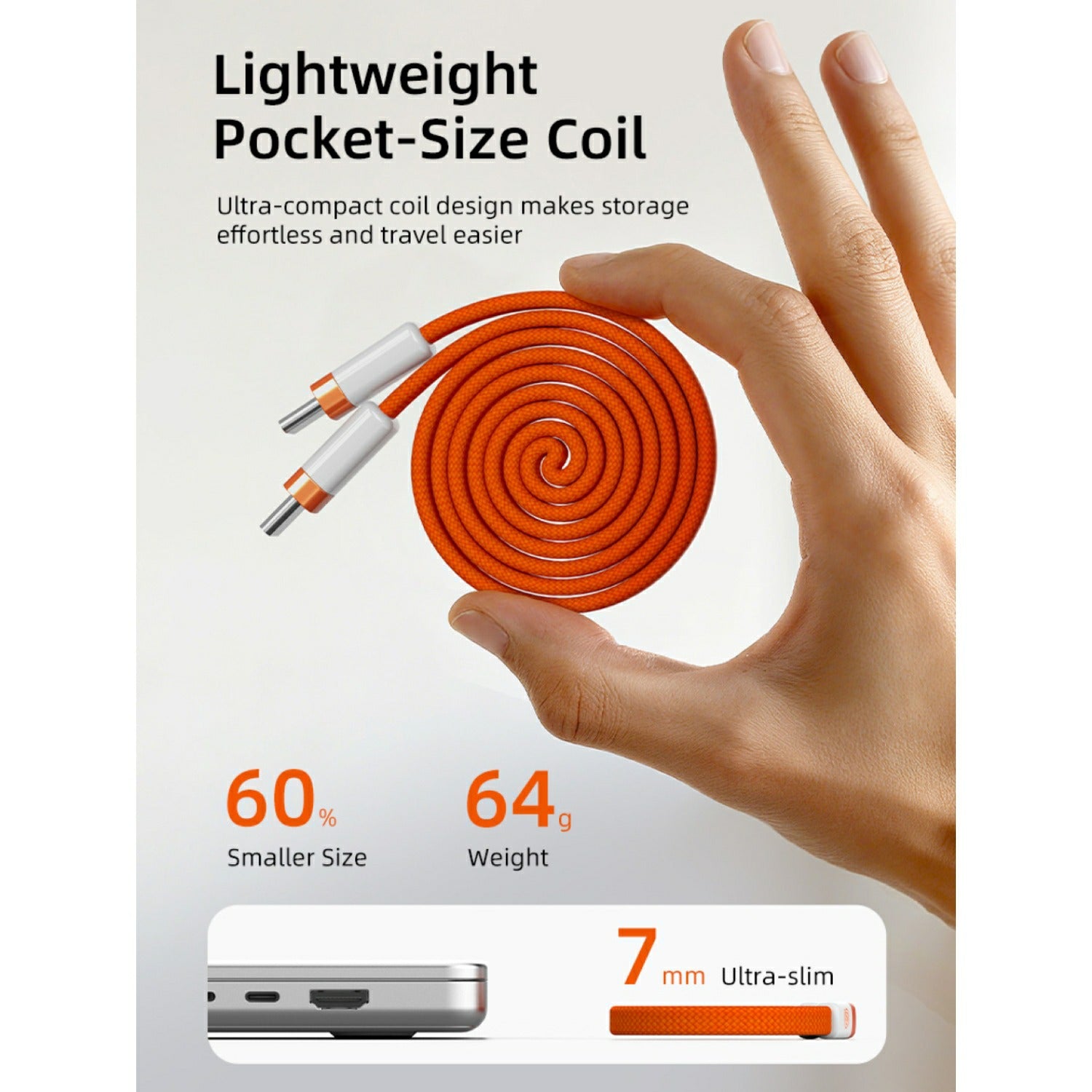 Cáp dẹt USB-C từ tính 100W 1m