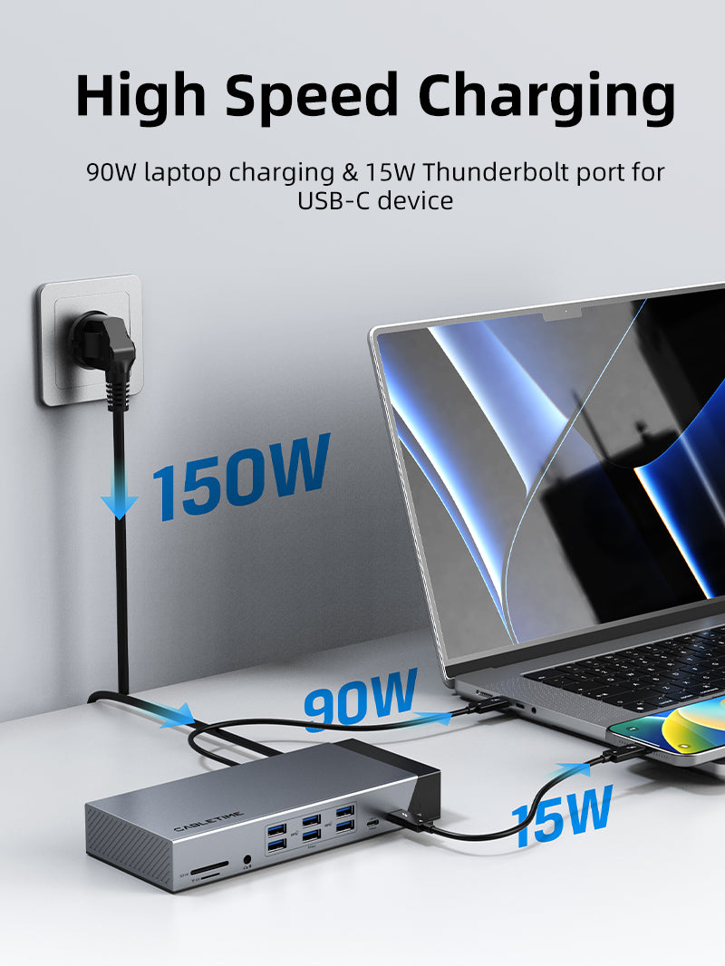 20 I 1 DisplayLink Thunderbolt 4 Docking Station Triple Monitor til MacBook Pro