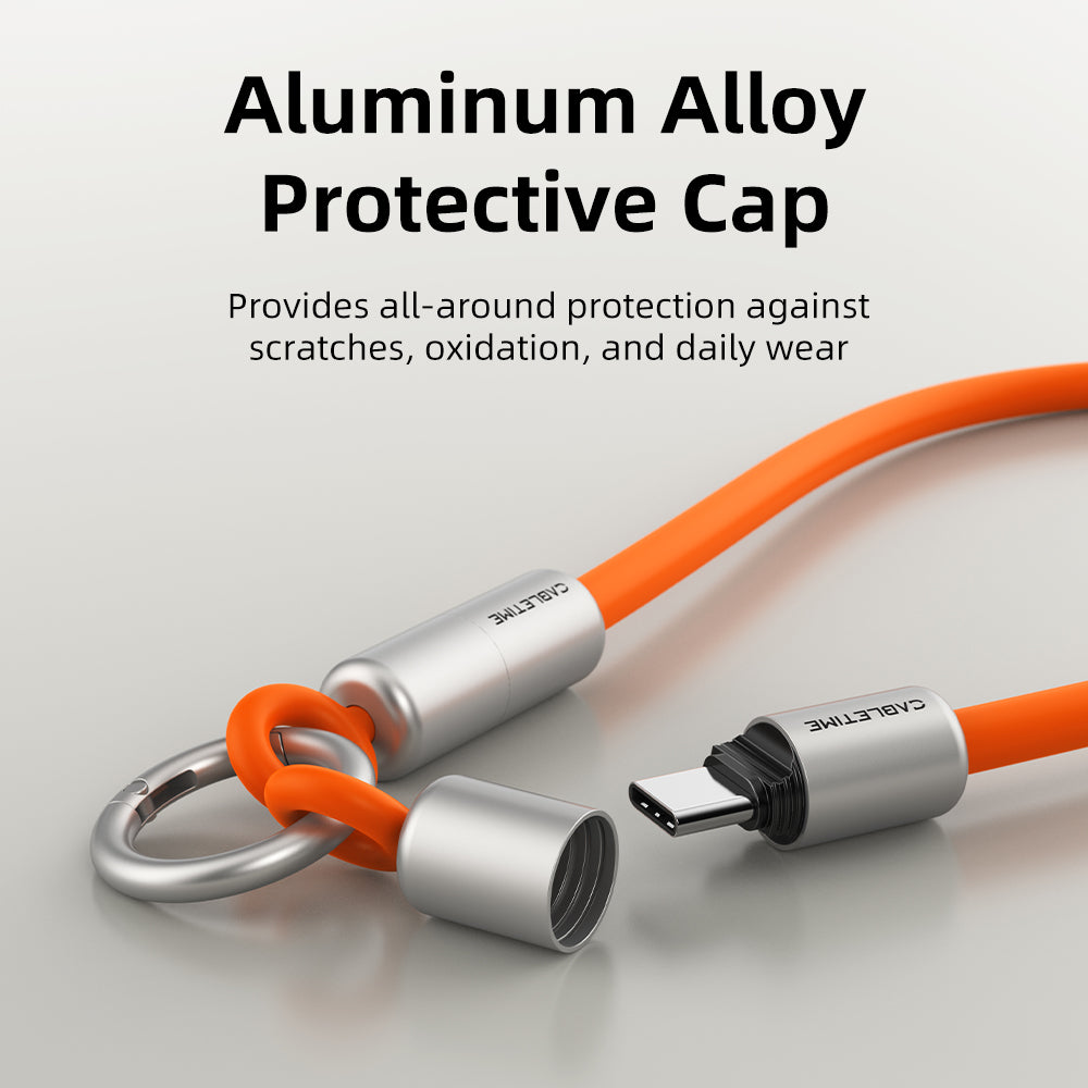 60W USB-C Keychain Charging Cable 480Mbps Data for iPhone 15/16/17, Samsung, Pixel