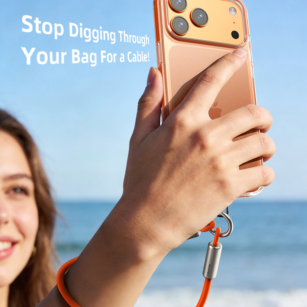 60W USB-C Keychain Charging Cable 480Mbps Data for iPhone 15/16/17, Samsung, Pixel