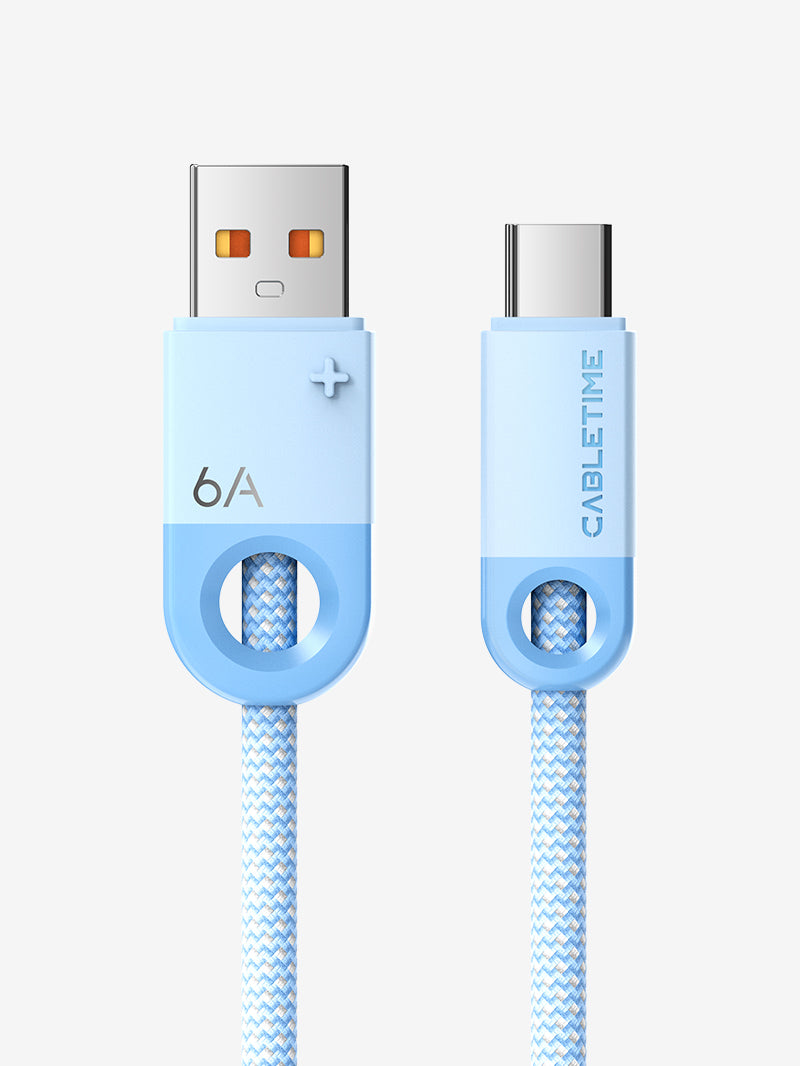 Blue 6A USB A to USB C Cable for Huawei Mate 60 Honor