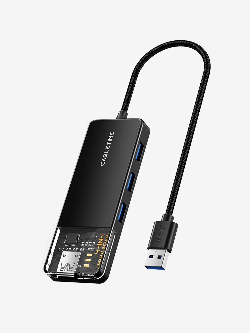 4 porte USB A 3.0 Hub Superspeed 5Gbps con alimentatore per laptop