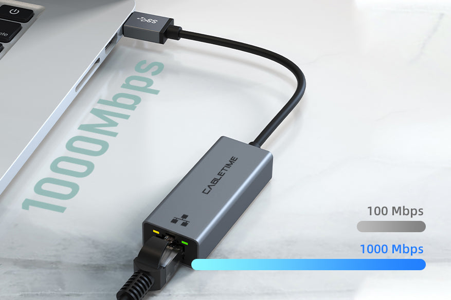 CABLETIME usb 3.0 gigabit ethernet adapter up to 1000Mbps , 10x faster than usb 2.0 gigabit ethernet adapter