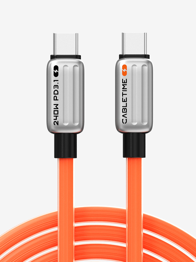 Orange Fast 240W USB-C Charge Cable 2M for iPhone 15 Pro Max