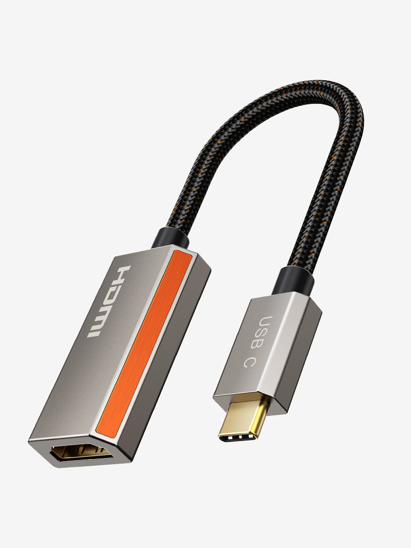 USB-C to HDMI 2.1 adapter, 8K 60Hz video converter with braided cable, compact design for MacBook, iPad Pro, and laptops connecting to 4K/8K TVs and monitors