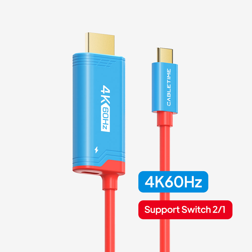 Cabo adaptador USB C para HDMI 4K60Hz para Nintendo Switch 2 Mini Dock com PD100W