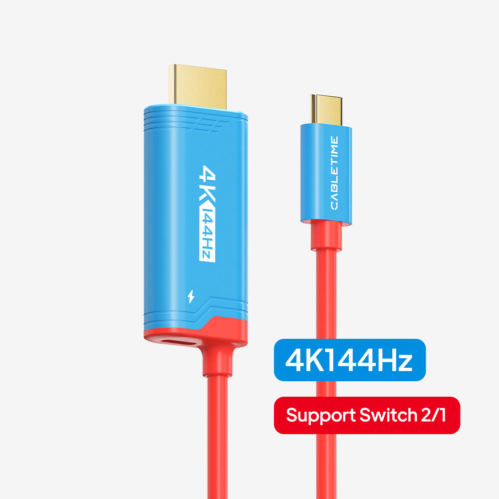 Nintendo Switch 2 Travel Dock 4K144Hz USB-C para cabo HDMI com carregamento PD de 100W