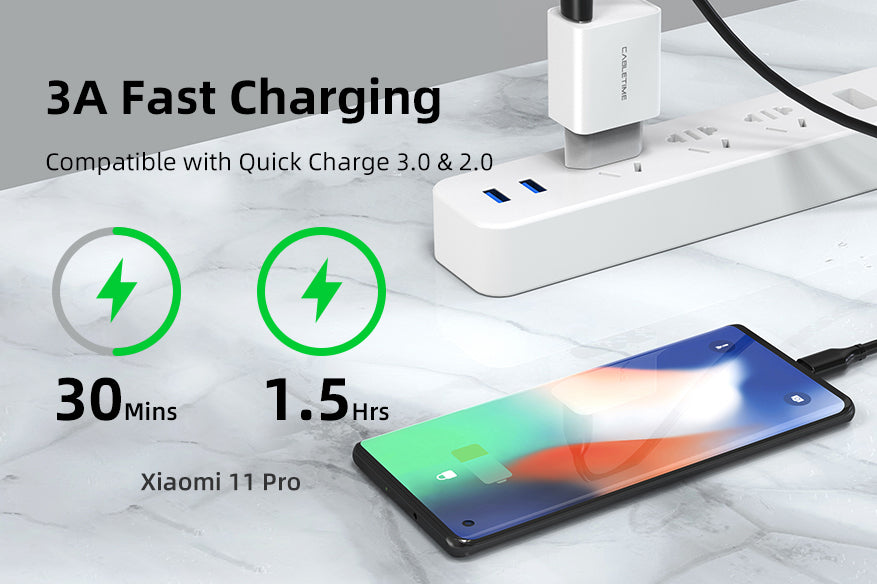 3A usb c to usb 3.0 cable supports Quick Charge QC3.0/2.0 for Type C devices