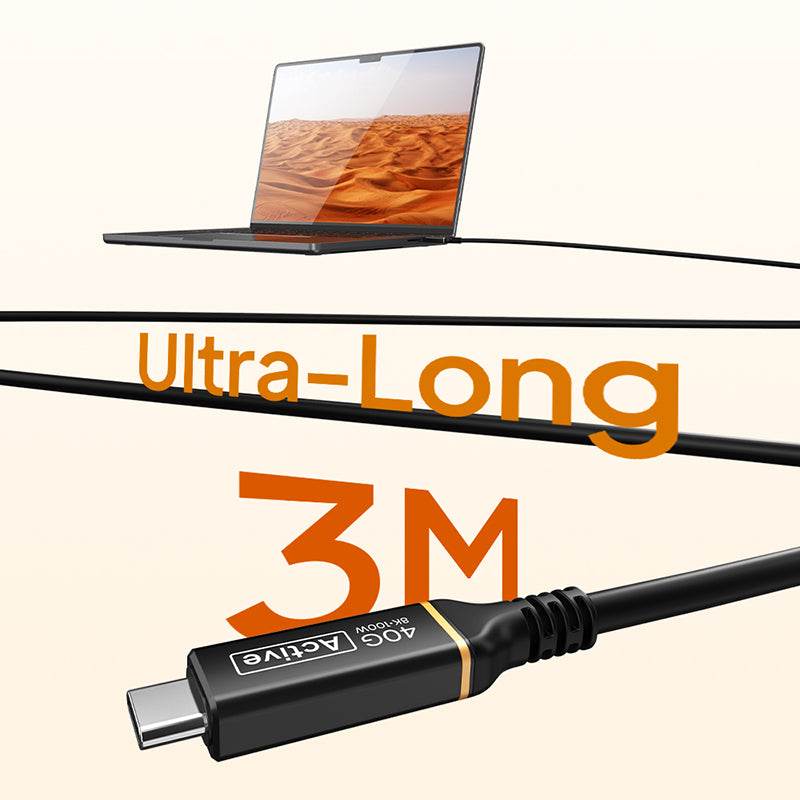 Aktives USB4-Kabel mit 40 Gbit/s, 100 W, 8K, 60 Hz, 3 m
