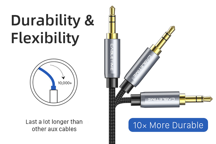 90 degree right angle 3.5mm aux cable pass over 50,000 bending tests
