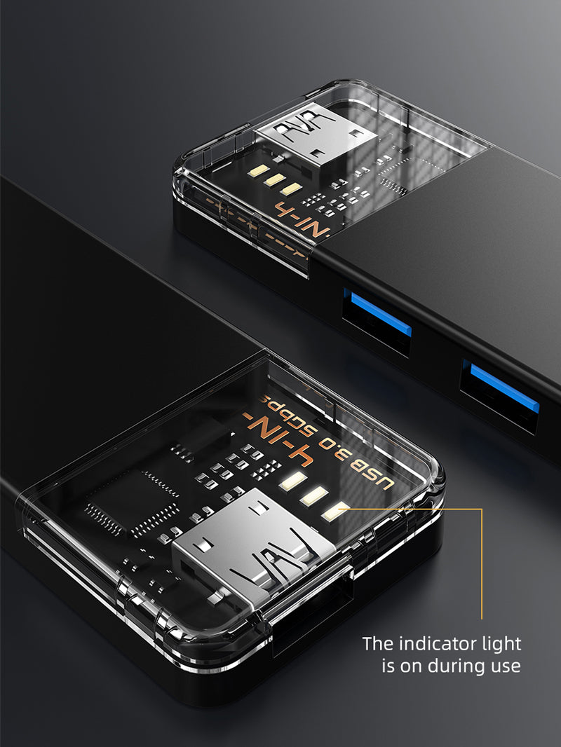 Unique Transparent Shell Design 4 port usb 3.0 hub