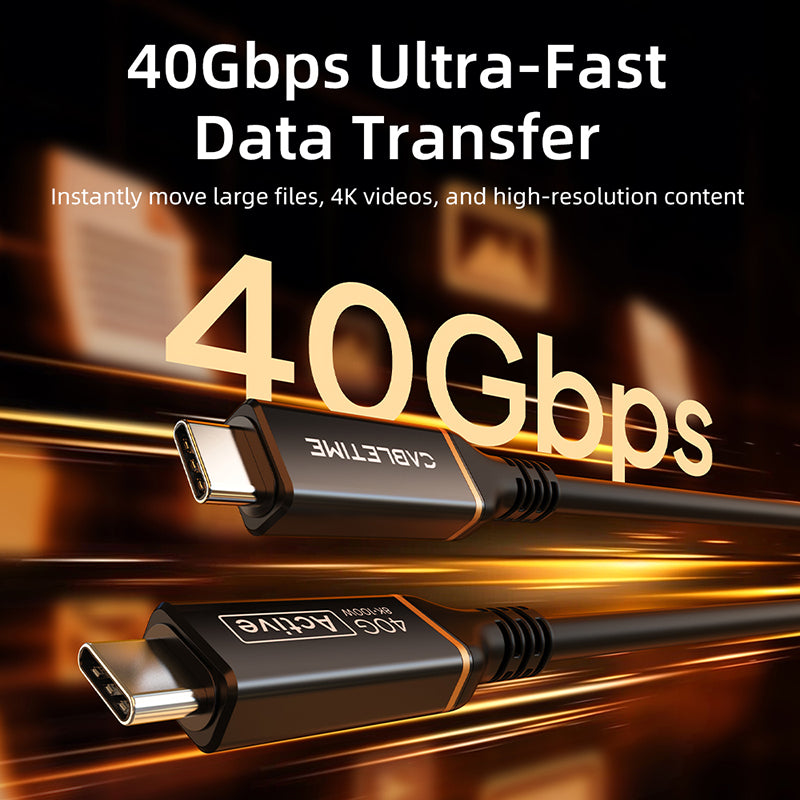 Aktives USB4-Kabel mit 40 Gbit/s, 100 W, 8K, 60 Hz, 3 m