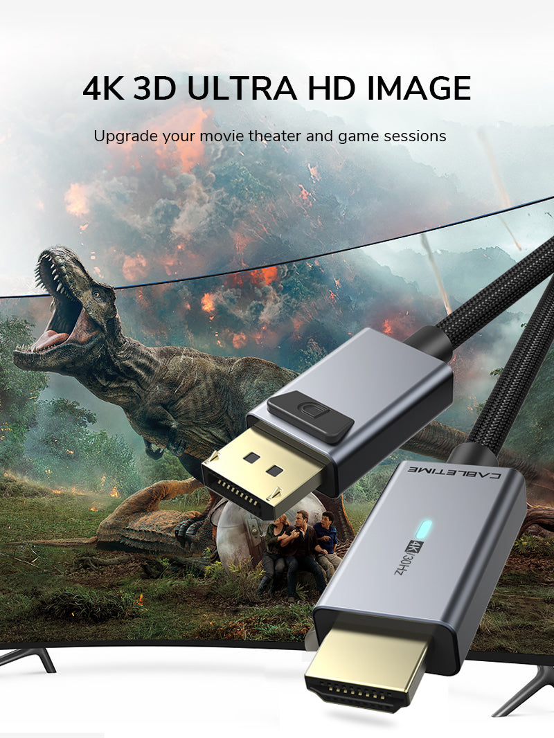 DP to HDMI Converter Cable 4K 30Hz