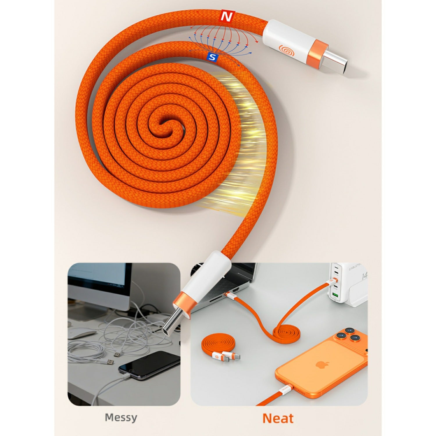 Cáp dẹt USB-C từ tính 100W 1m