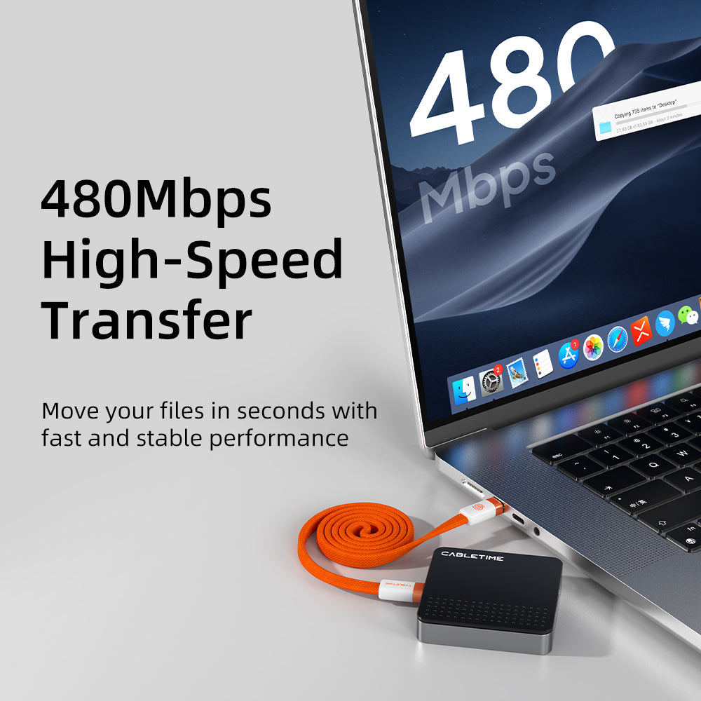 Cáp dẹt USB-C từ tính 100W 1m