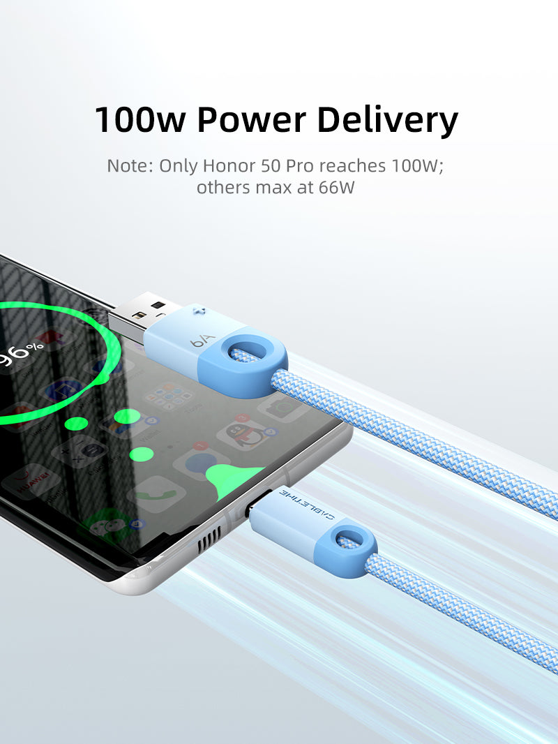 6A USB A to USB C Cable provide 100w power for honor 50 pro