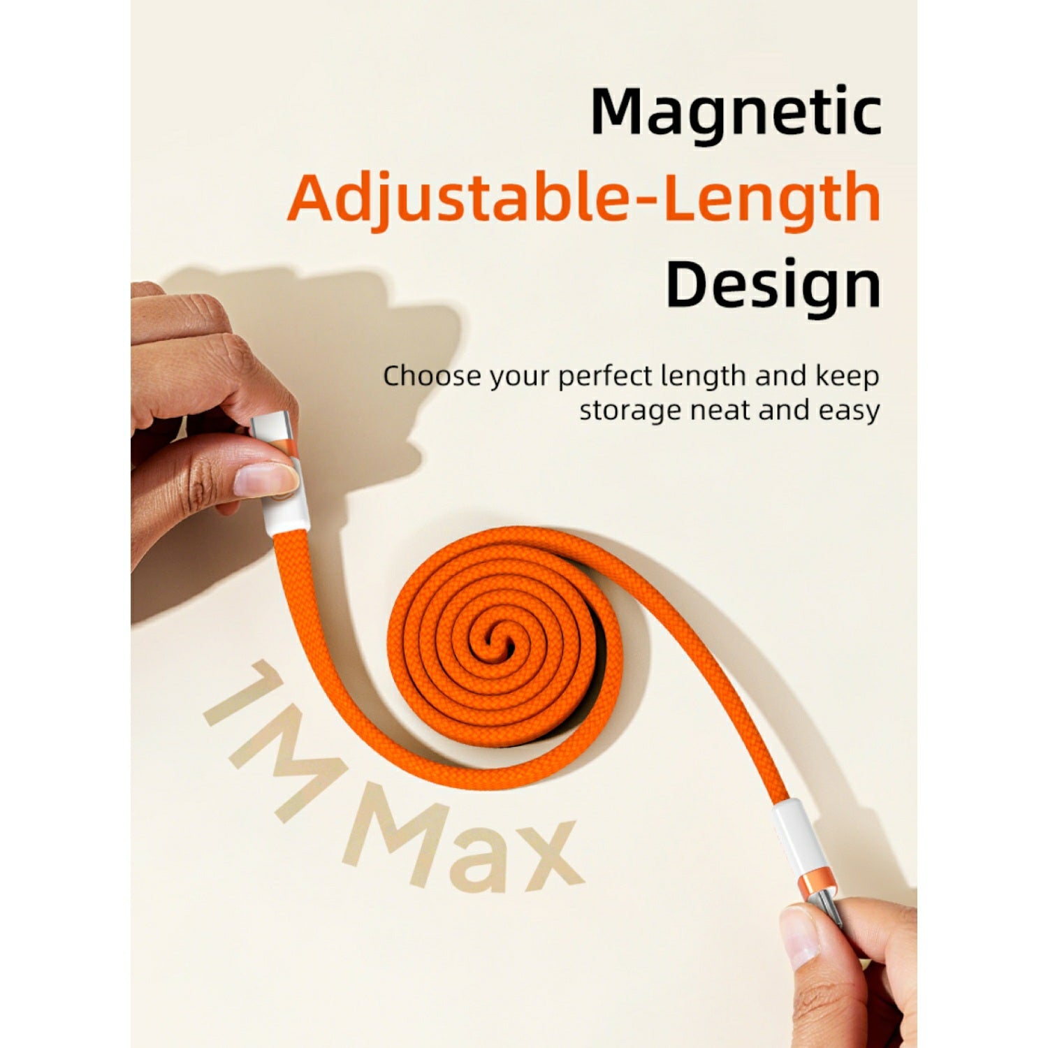 Cáp dẹt USB-C từ tính 100W 1m