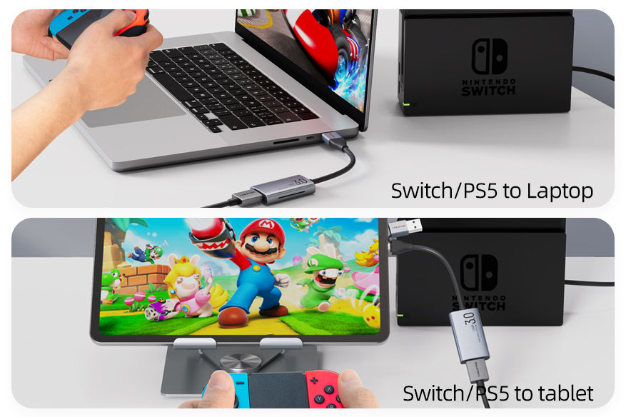 Transform your laptop into a display by connecting your Nintendo Switch with an HDMI capture card