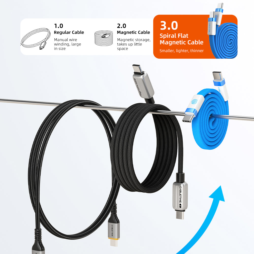 Cáp dẹt USB-C từ tính 100W 1m