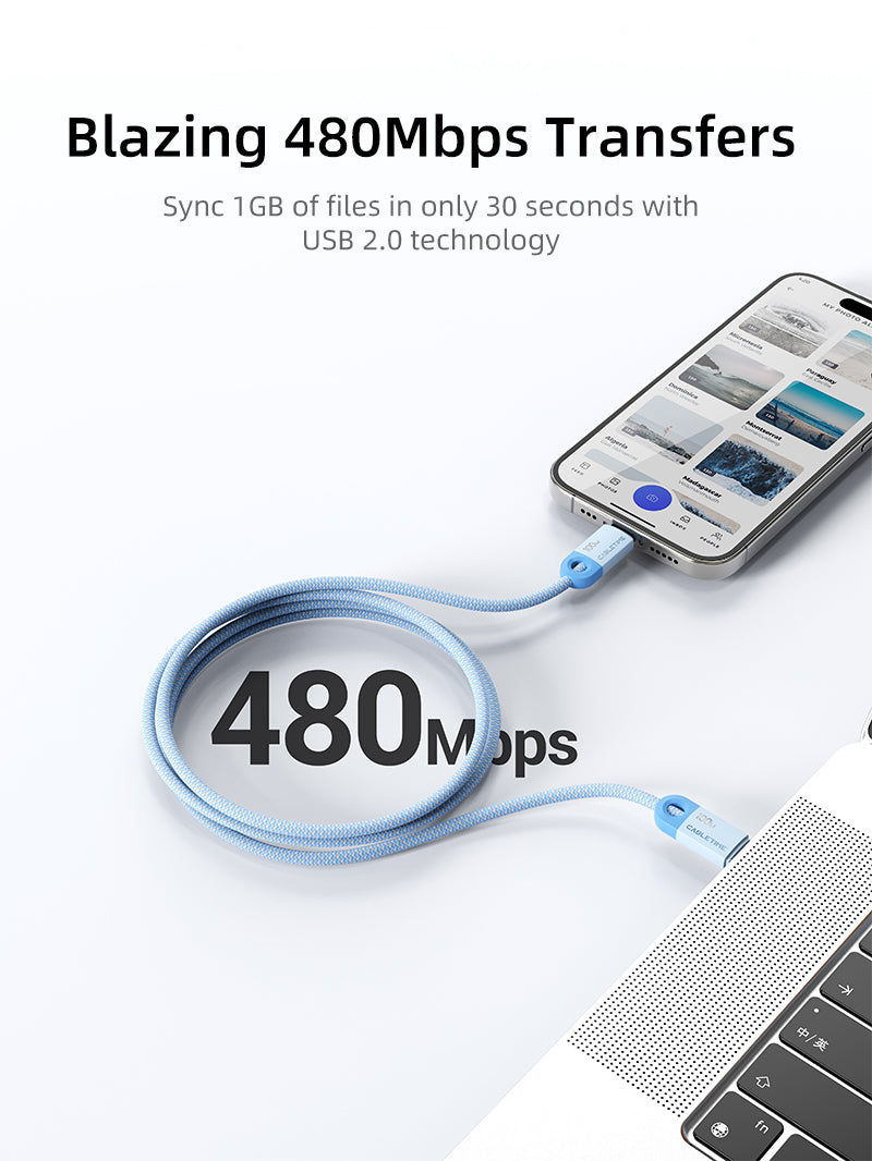 CABLETIME 100W usb c to usb c charger cable offer 480Mbps transfer, Sync 1GB of files in only 30 seconds