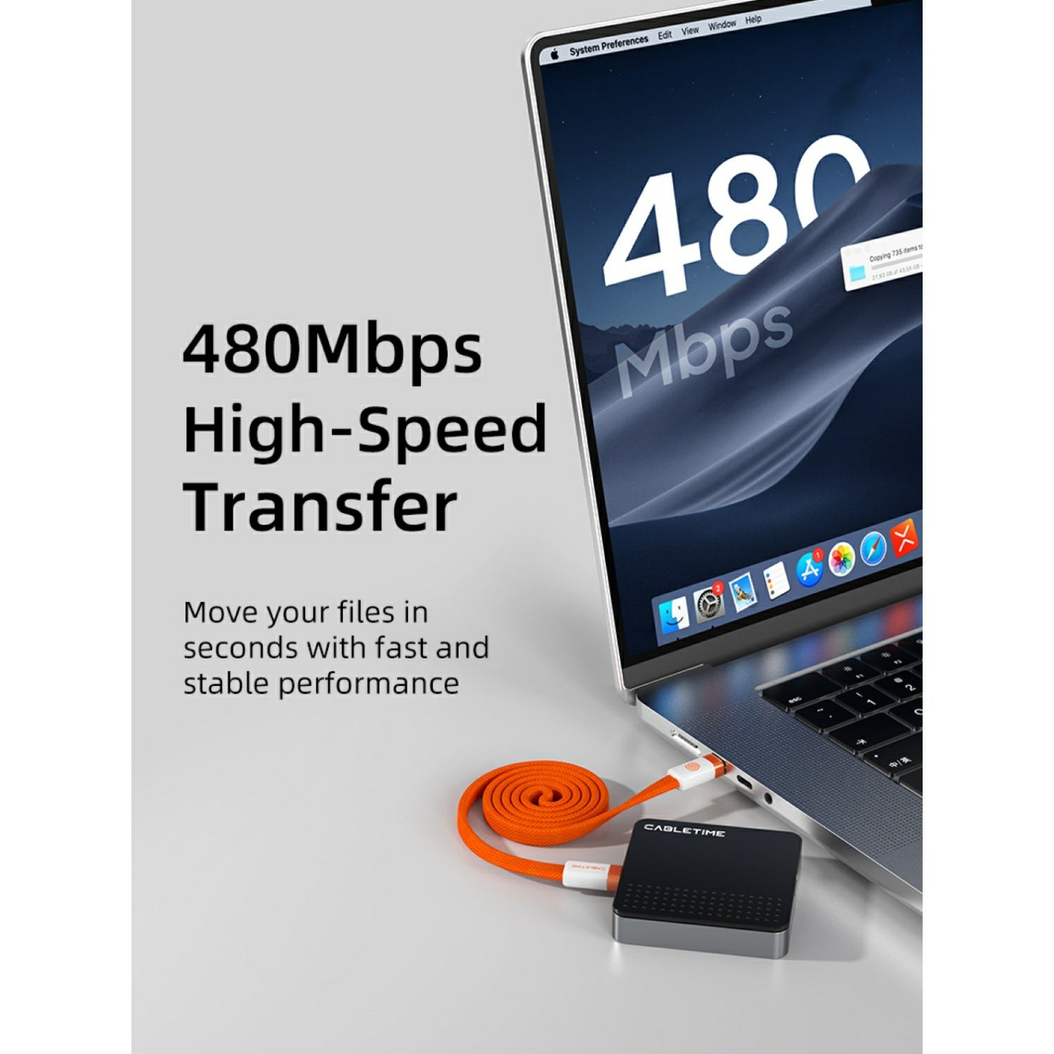 Cáp dẹt USB-C từ tính 100W 1m