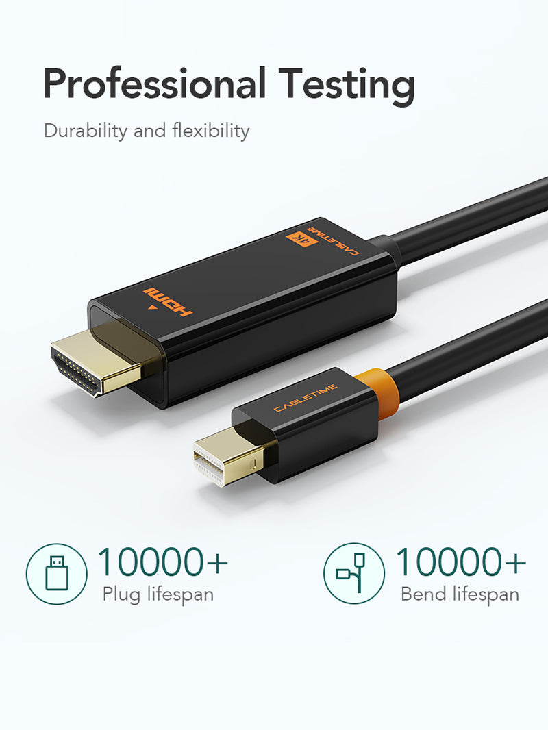 Black 4K 30Hz Mini DisplayPort to HDMI Cable