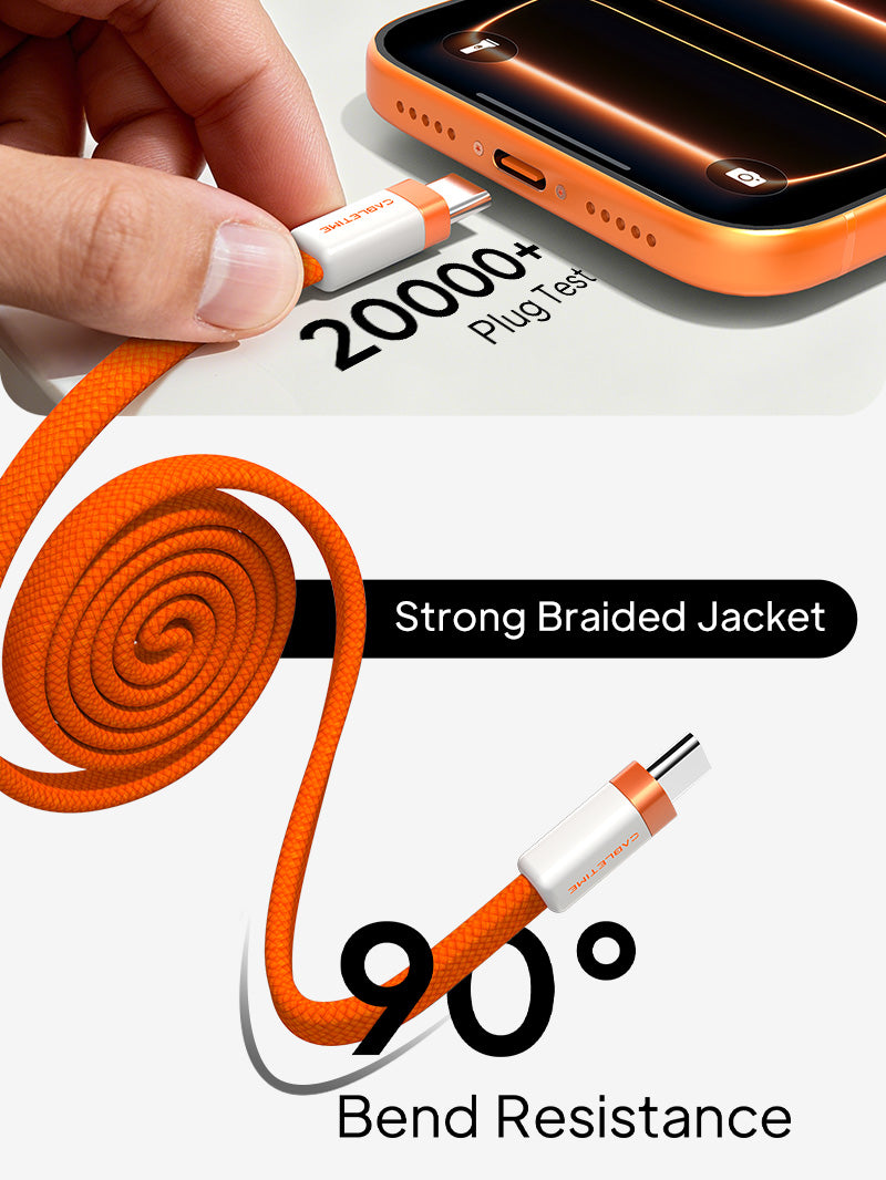 100W Magnetic USB-C Flat Cable 1m charging for iPhone 15/16/17 MacBook iPad Android Phone