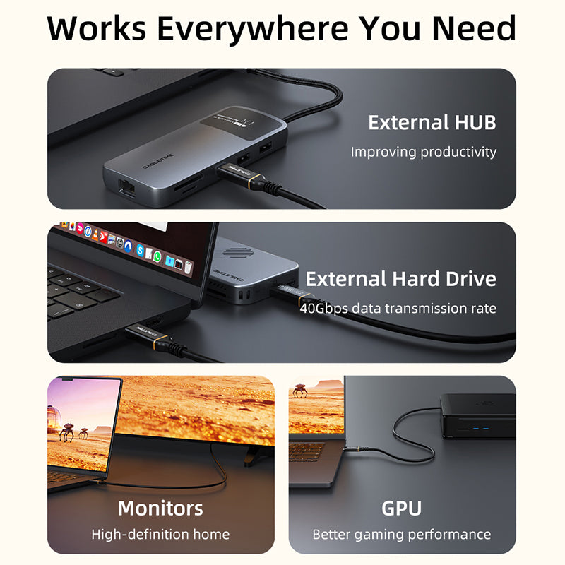 Aktives USB4-Kabel mit 40 Gbit/s, 100 W, 8K, 60 Hz, 3 m