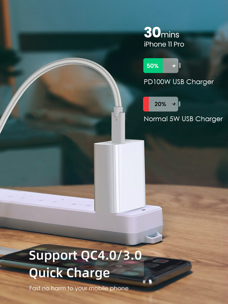 Premium 10Gbps USB-C to USB-C Cable – 100W Charging, 4K Video, Nylon Braided