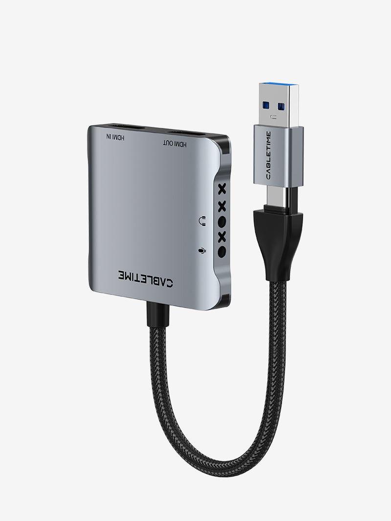 USB 3.0 A+C to HDMI Video Capture Card with 4K30Hz Loop Out