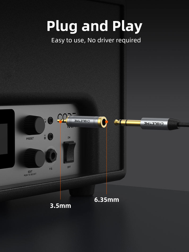 ヘッドフォンアンプ用 3.5mm オス - 1/4 インチメスステレオオーディオアダプター