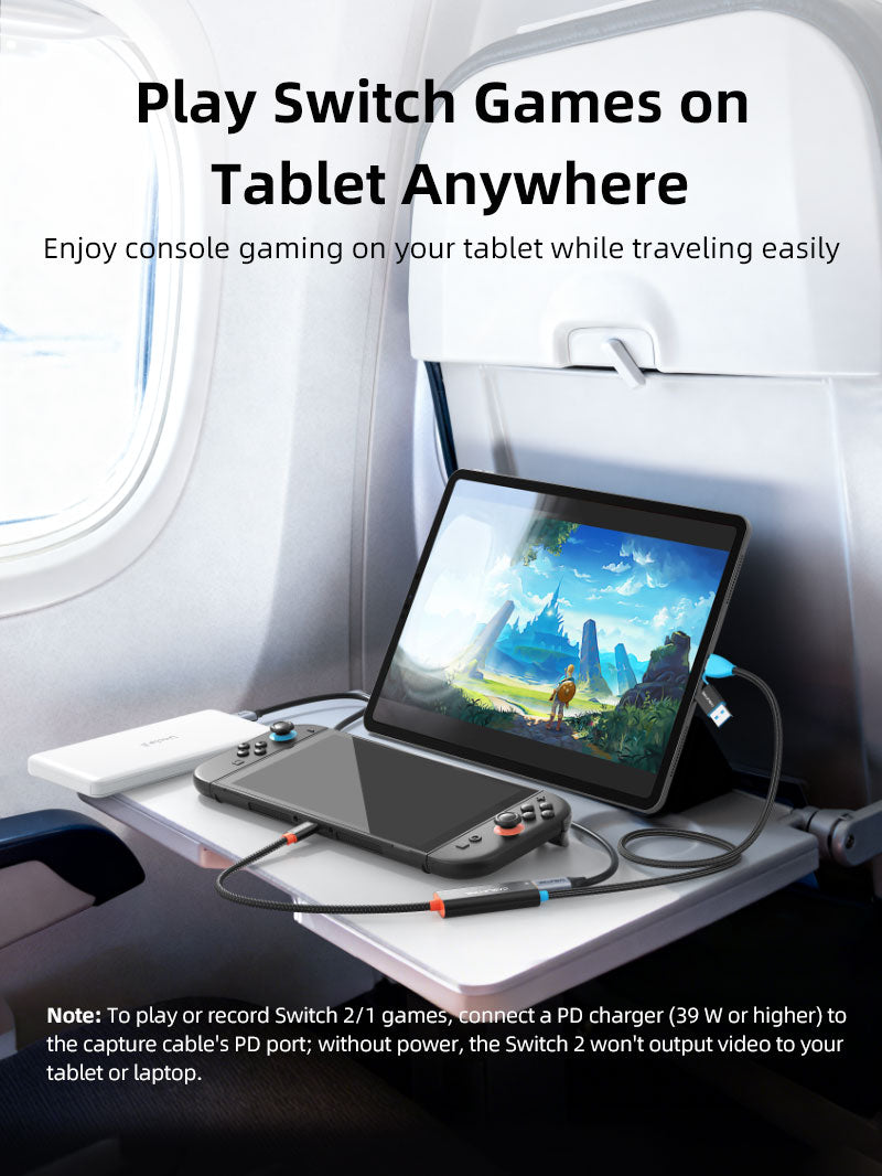 Nintendo Switch 2용 100W 전원 공급 기능을 갖춘 1080p USB C 비디오 캡처 카드