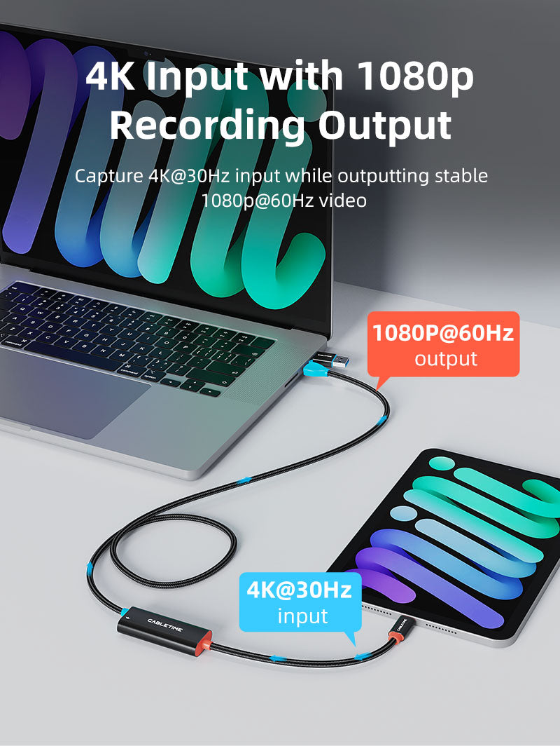 1080p USB C Video Capture Card with 100W Power Delivery for Nintendo Switch 2