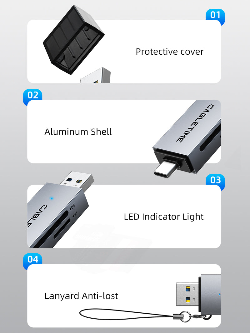 High Speed USB C and USB 3.0 to Micro SD Card Reader for Android iPad MacBook Pro