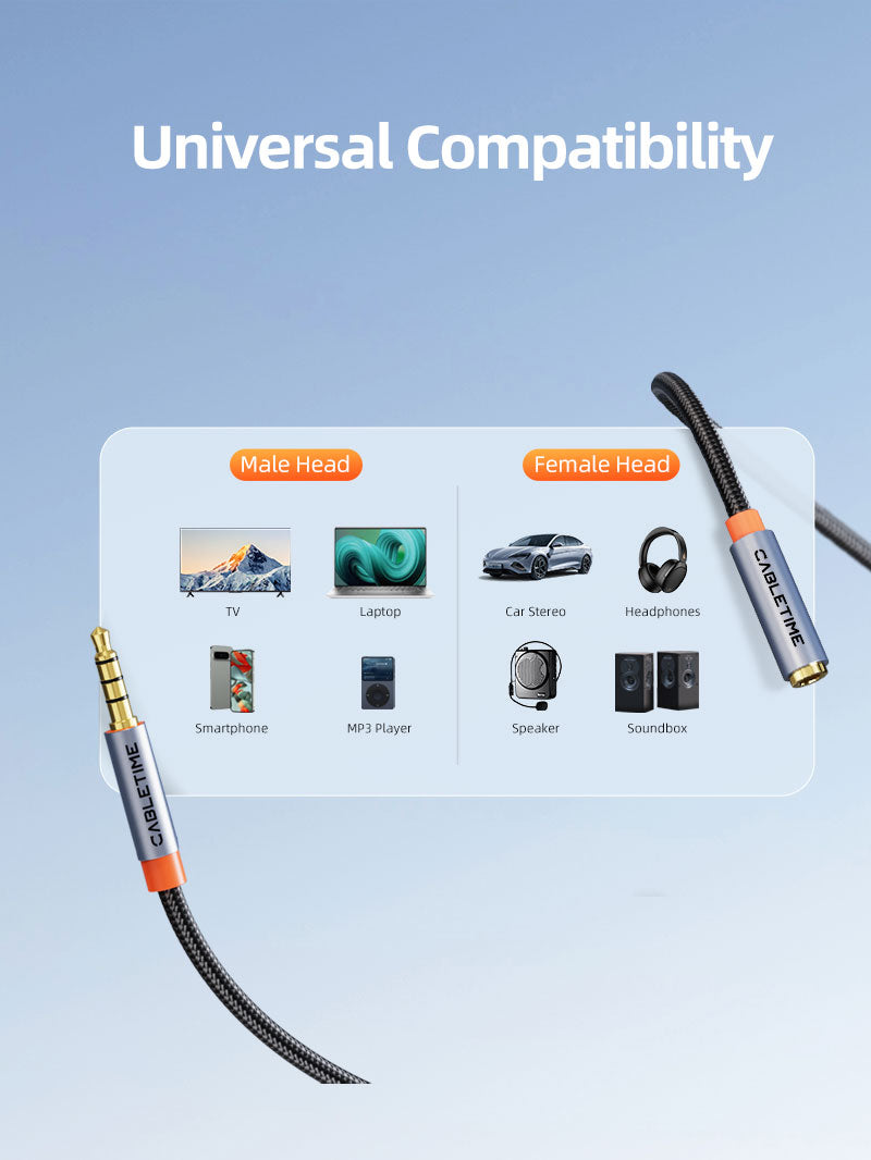 3,5 mm mand til kvindelig lydforlængelseskabel