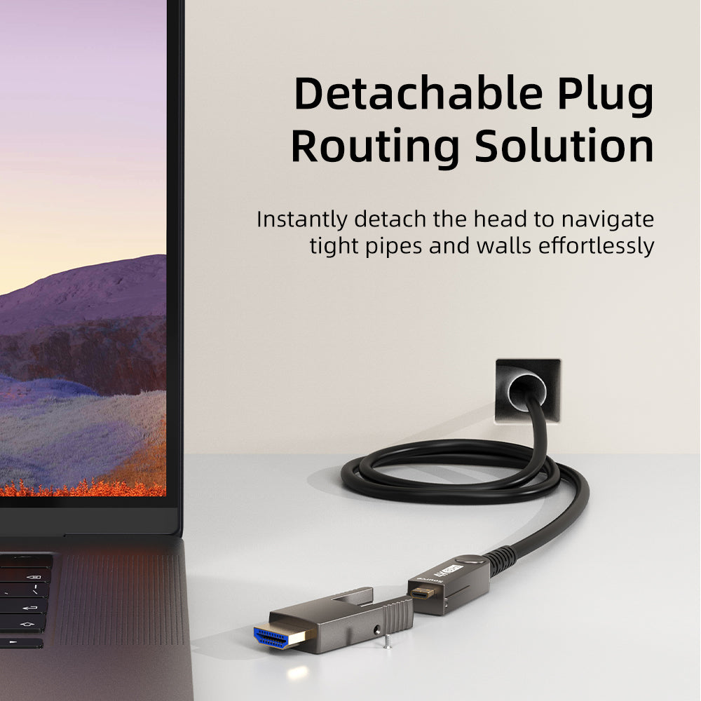 4K 60Hz aftageligt aktivt fiberoptisk HDMI 2.0-kabel - 18 Gbps AOC til hjemmebiograf, PS5, projektorer