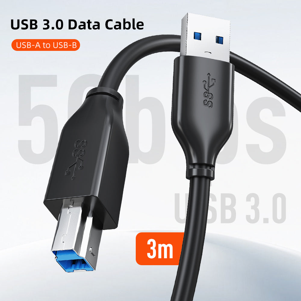 USB 3.0 A to B Data Cable 5Gbps for Printers,Scanners & External Drives
