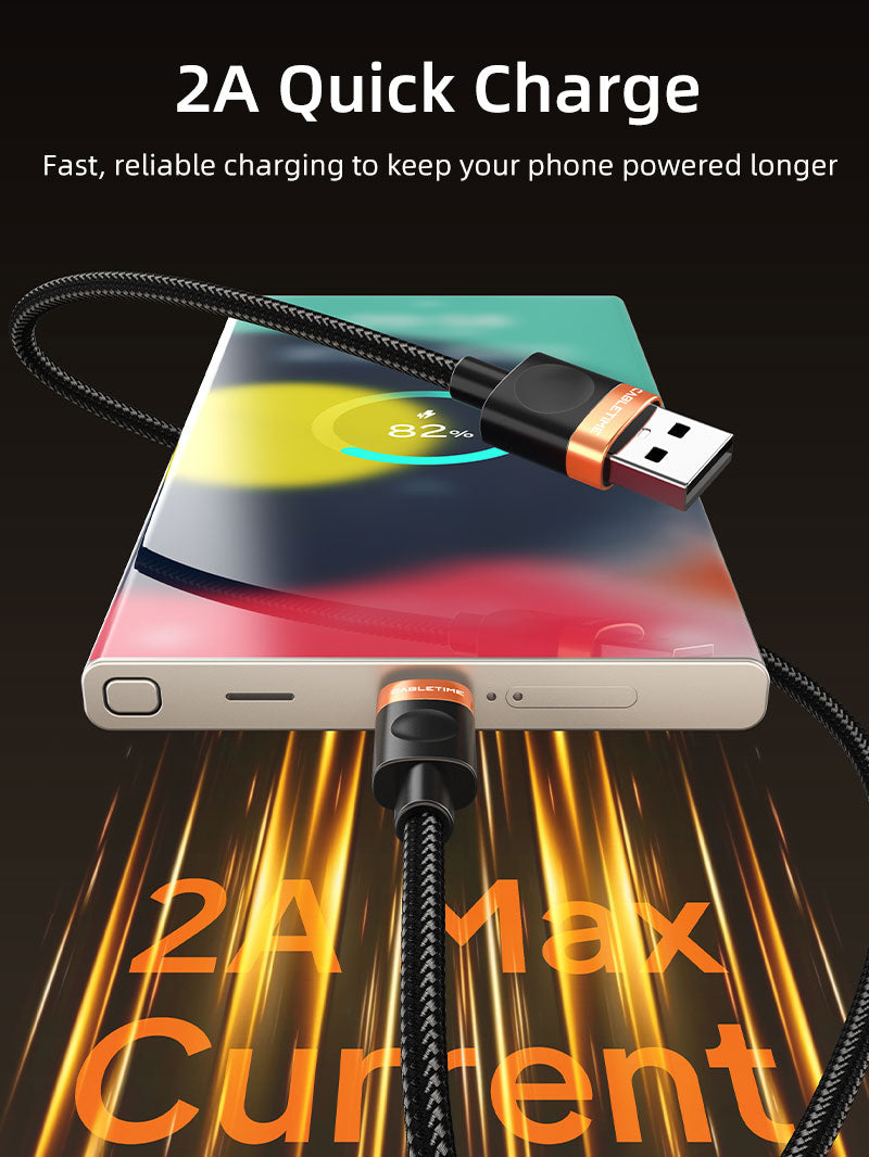 2A USB-A to USB-C Cable Fast Charging for Smartphones,Power bank, USB Fan