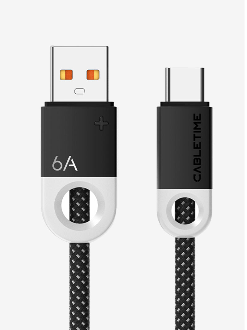 Black 6A USB A to USB C Cable for Huawei Mate 60 Honor