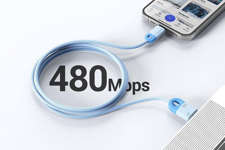 6a charger cable support 480Mbps data transfer speeds, you can sync large files, photos, or videos between devices in seconds.