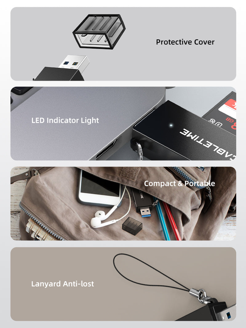 Portable USB 3.0 A to SD Card Reader
