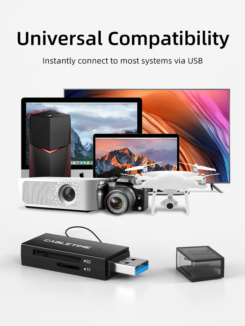 Portable USB 3.0 A to SD Card Reader