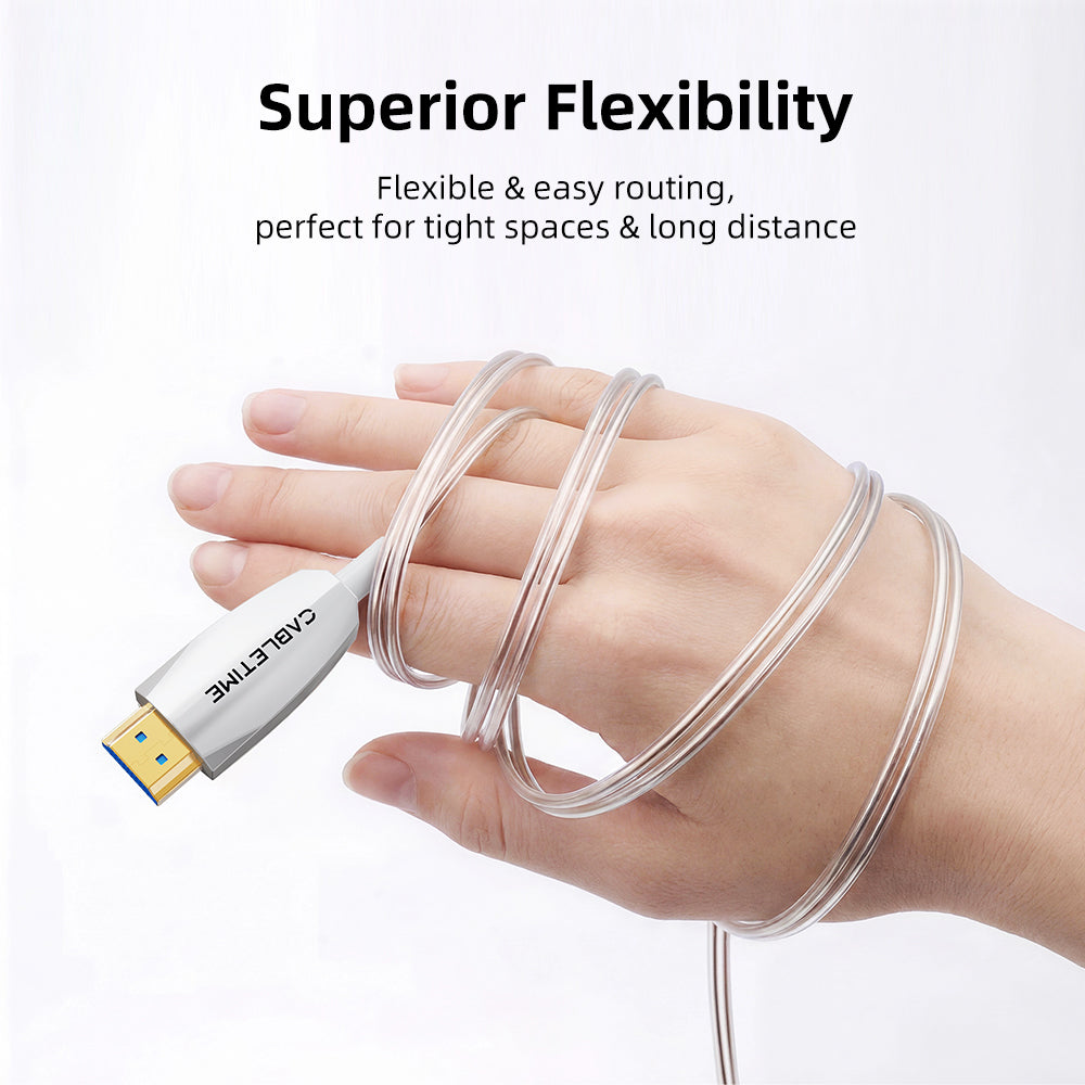 4K 60Hz aftageligt aktivt fiberoptisk HDMI 2.0-kabel - 18 Gbps AOC til hjemmebiograf, PS5, projektorer