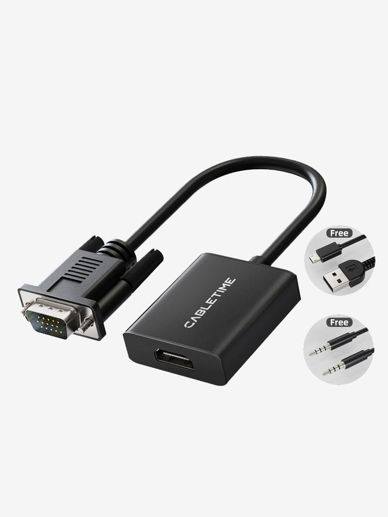 Convertidor adaptador de monitor VGA a HDMI con audio USB y energía
