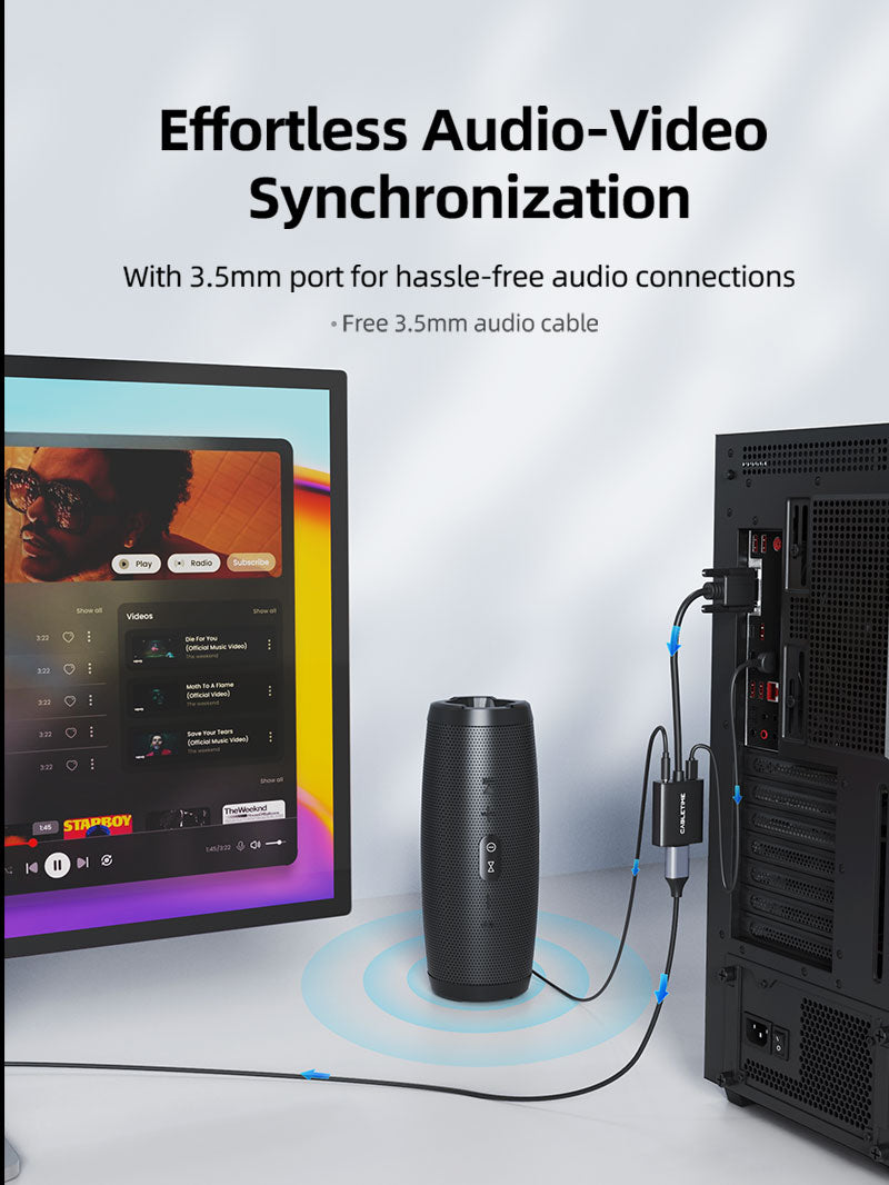 VGA to HDMI Monitor Adapter Converter with USB Audio & Power