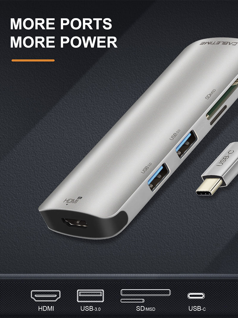 6-in-1 USB-C Hub with HDMI USB 3.0
