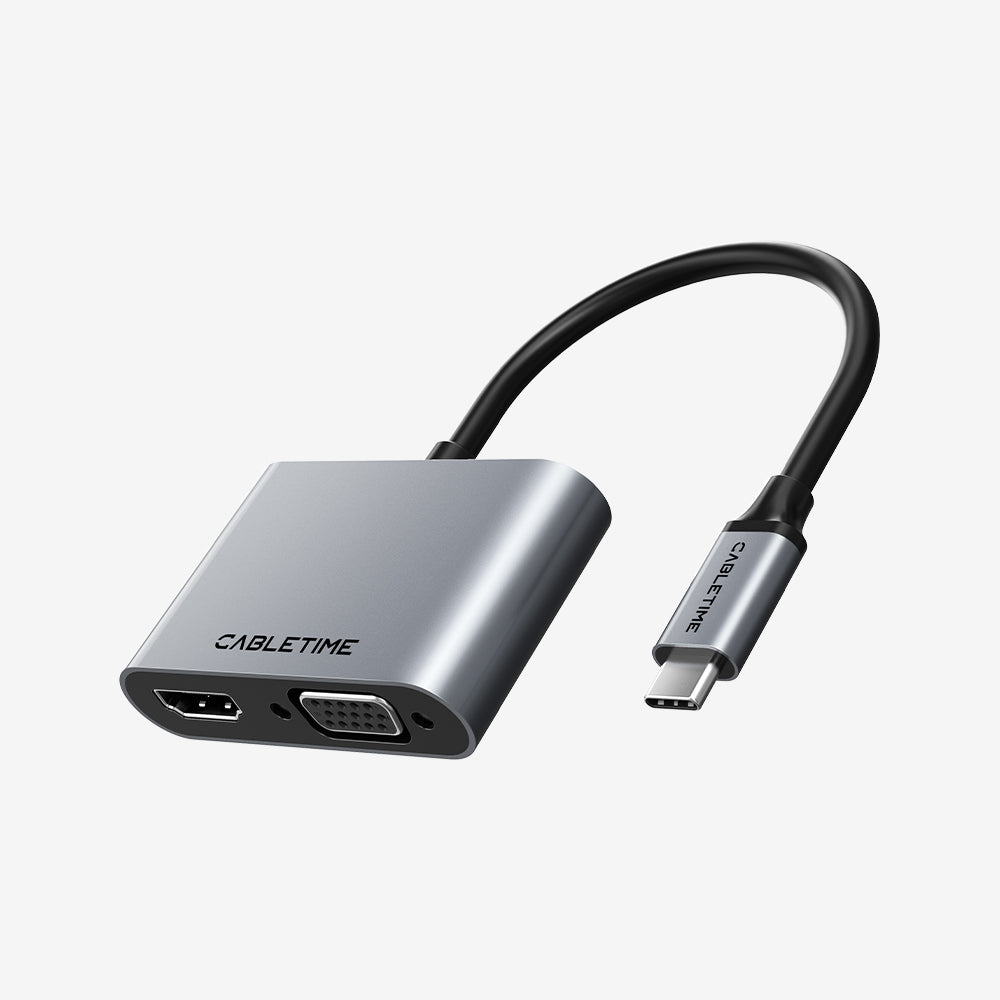 USB Type C to HDMI VGA Adapter 4 in 1 phect مع توصيل الطاقة